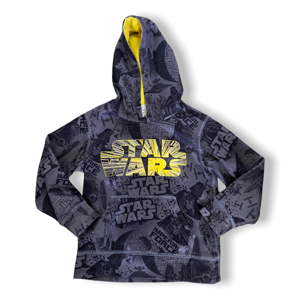 Star Wars Boys Hoodie S 6 7 Black Death Star Darth Vader Tie Fighters Gray